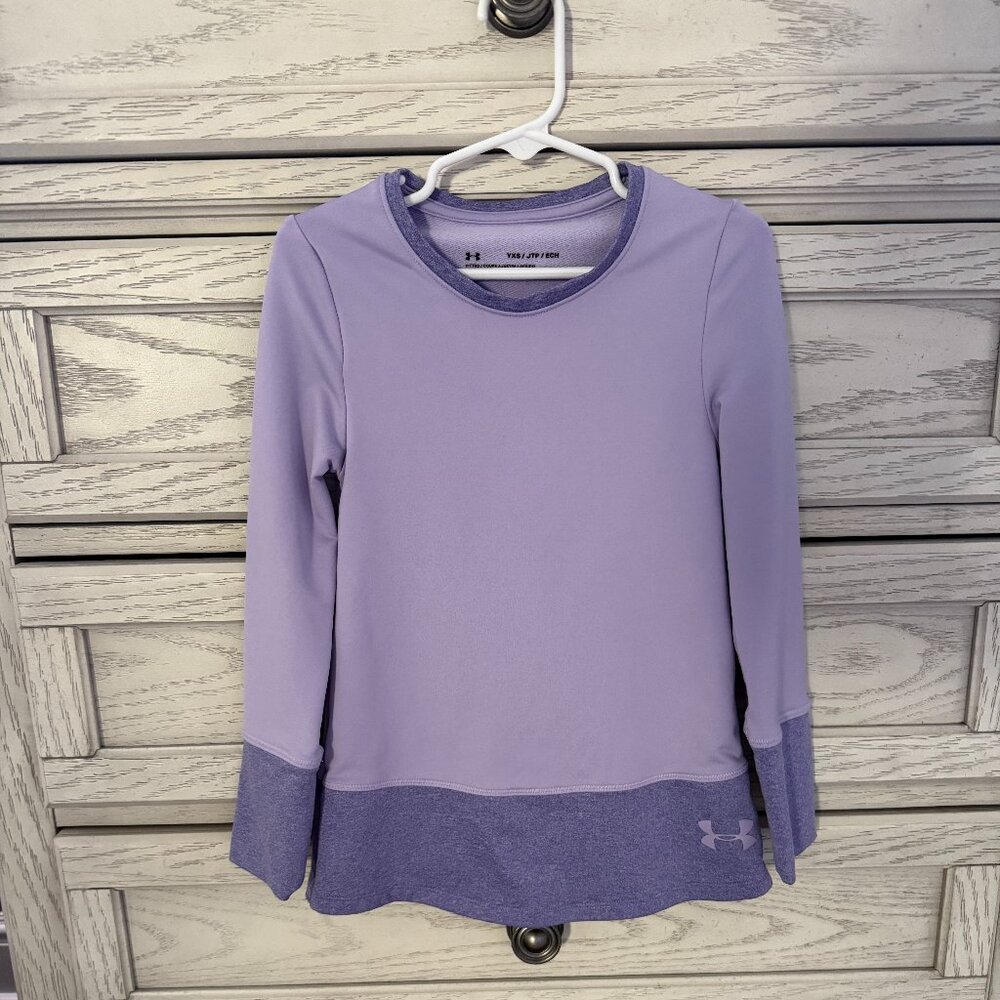 Under Armour  ColdGear Girls Long Sleeve Purple Crew Size YXS